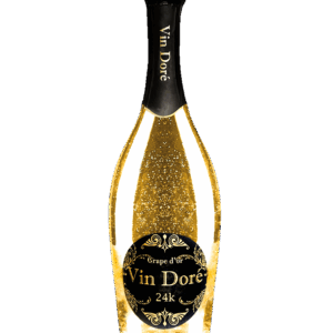 Botella de vino espumoso Vin Doré con polvo de oro 24K